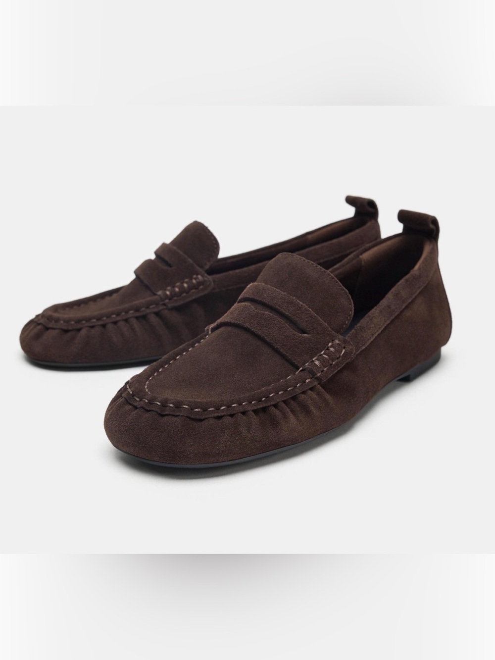 ZARA's Leather Crust Moccasin with Gathered